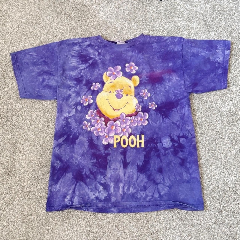 Vintage Disney Winnie the Pooh Purple Tie-Dye Graphic T-Shirt | Size Large